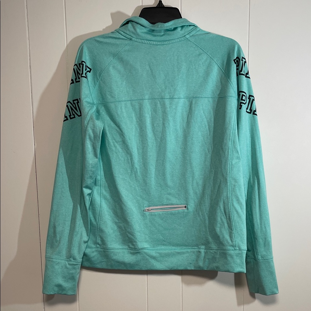 PINK Victoria's Secret Aqua Half-Zip Sweatshirt new size large - Picture 6 of 7